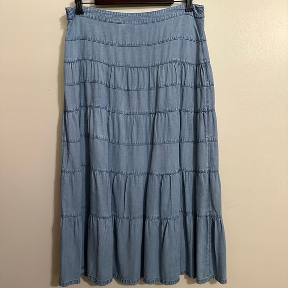Vintage Emma James Blue Chambray Prairie Skirt, Size 12 - Picture 3 of 8